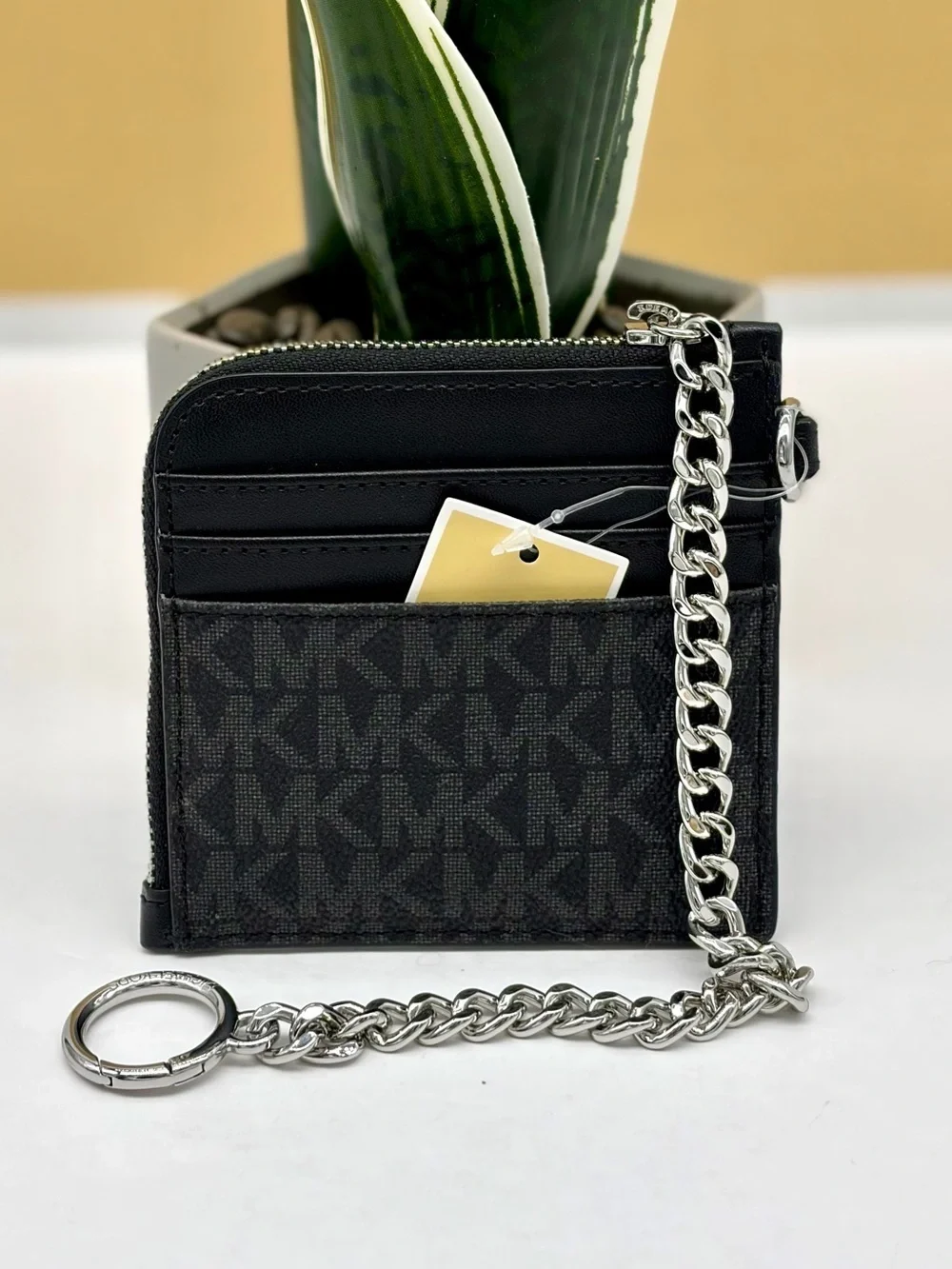 Michael Kors Jet Set Travel Signature Logo Chain Wallet Card Holder